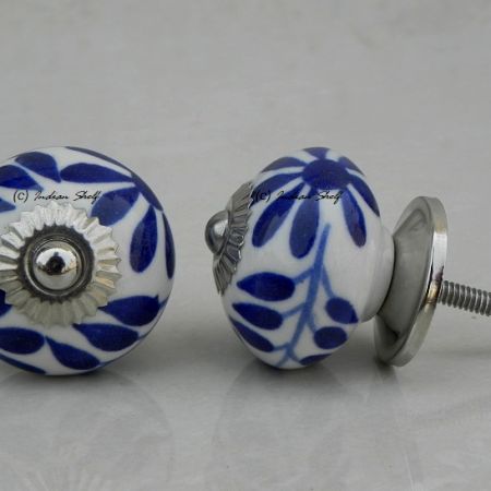 Blue Floral Leaf Knob (1)